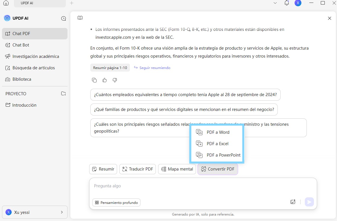 updf ai online covert single pdf