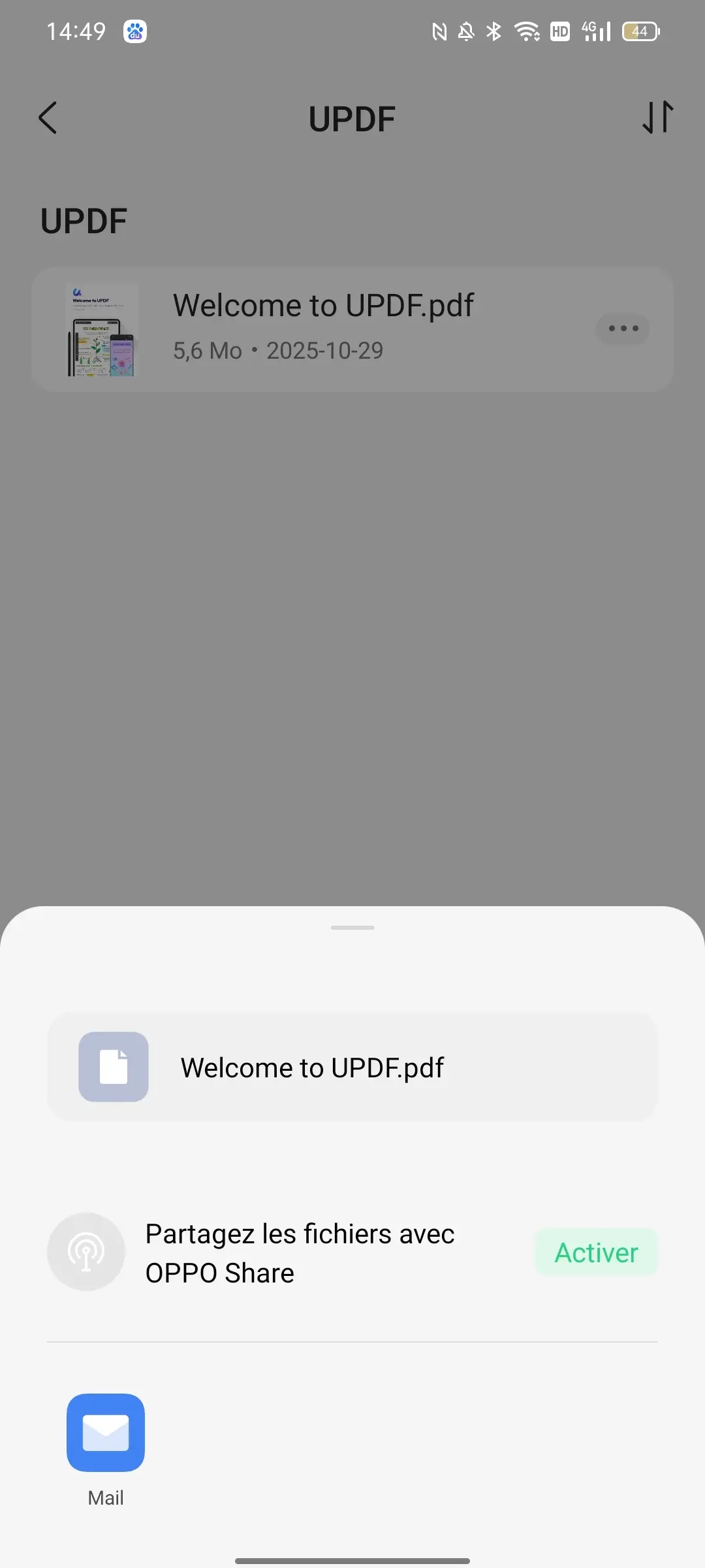 Envoyer le fichier PDF par e-mail au format .updf