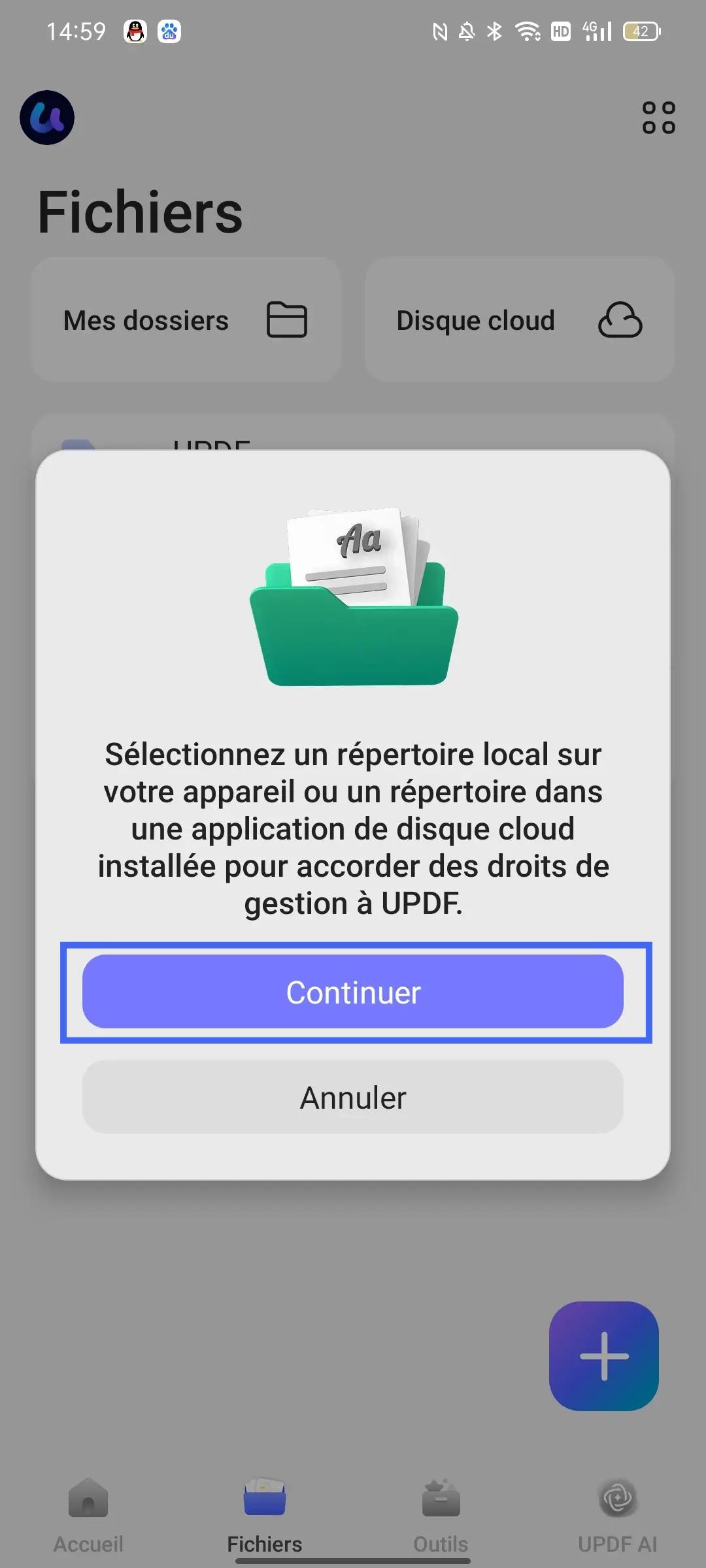 accorder les autorisations de gestion updf