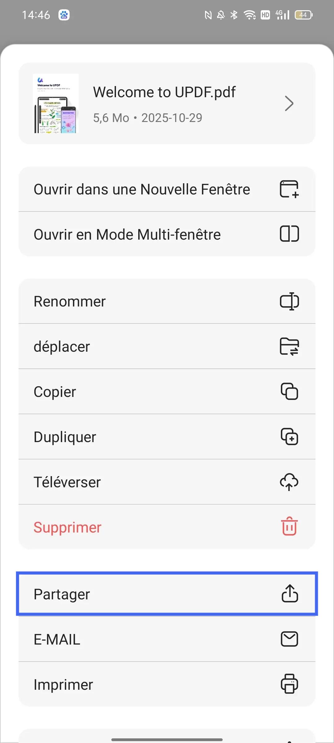 partager un fichier PDF