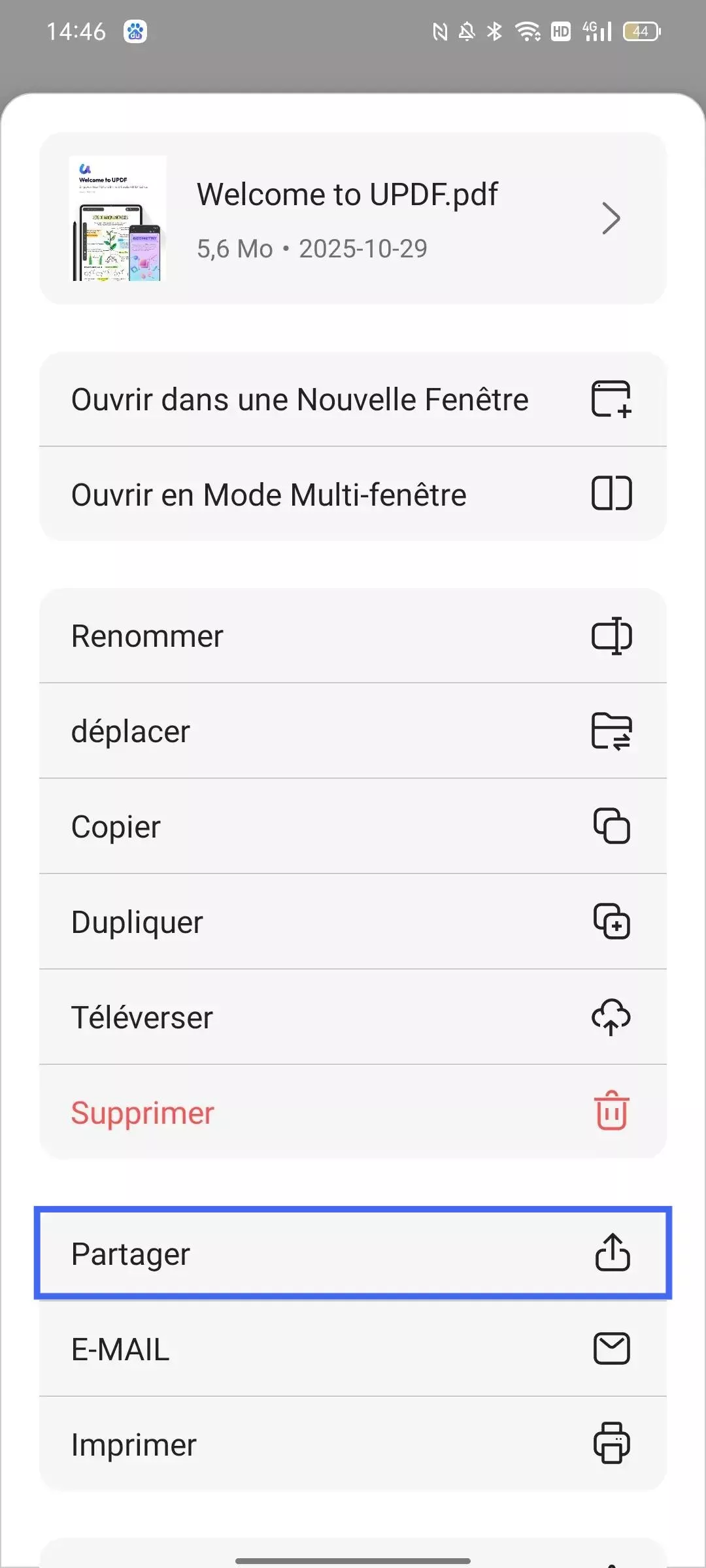 partager un fichier PDF