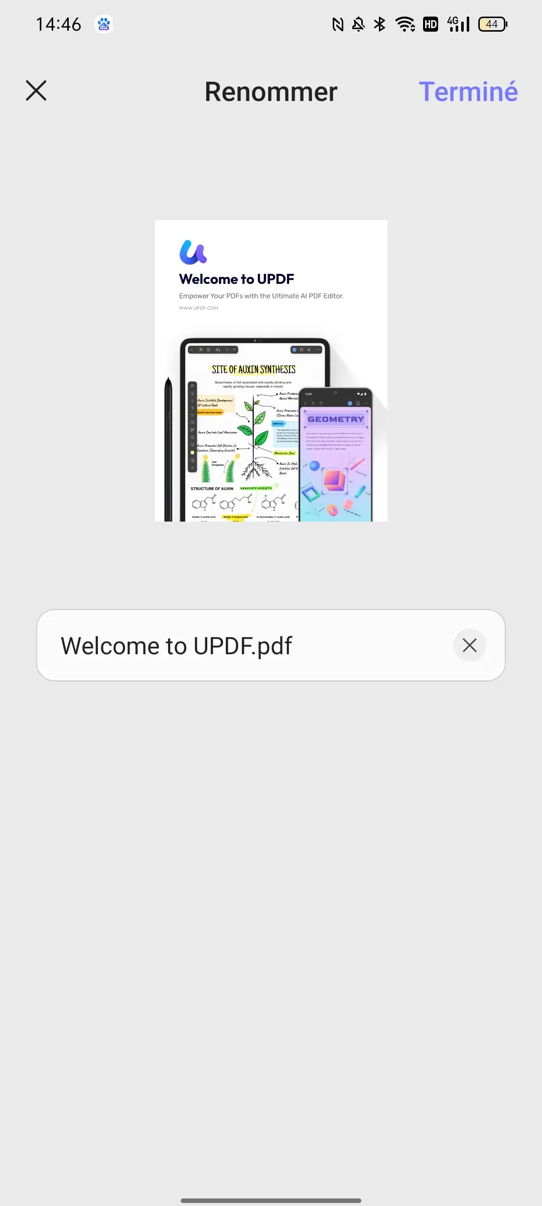 Confirmer la modification du nom dans le PDF sur Android
