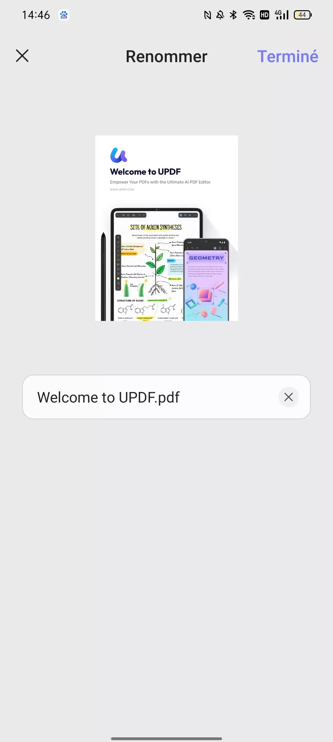 Confirmer la modification du nom dans le PDF sur Android