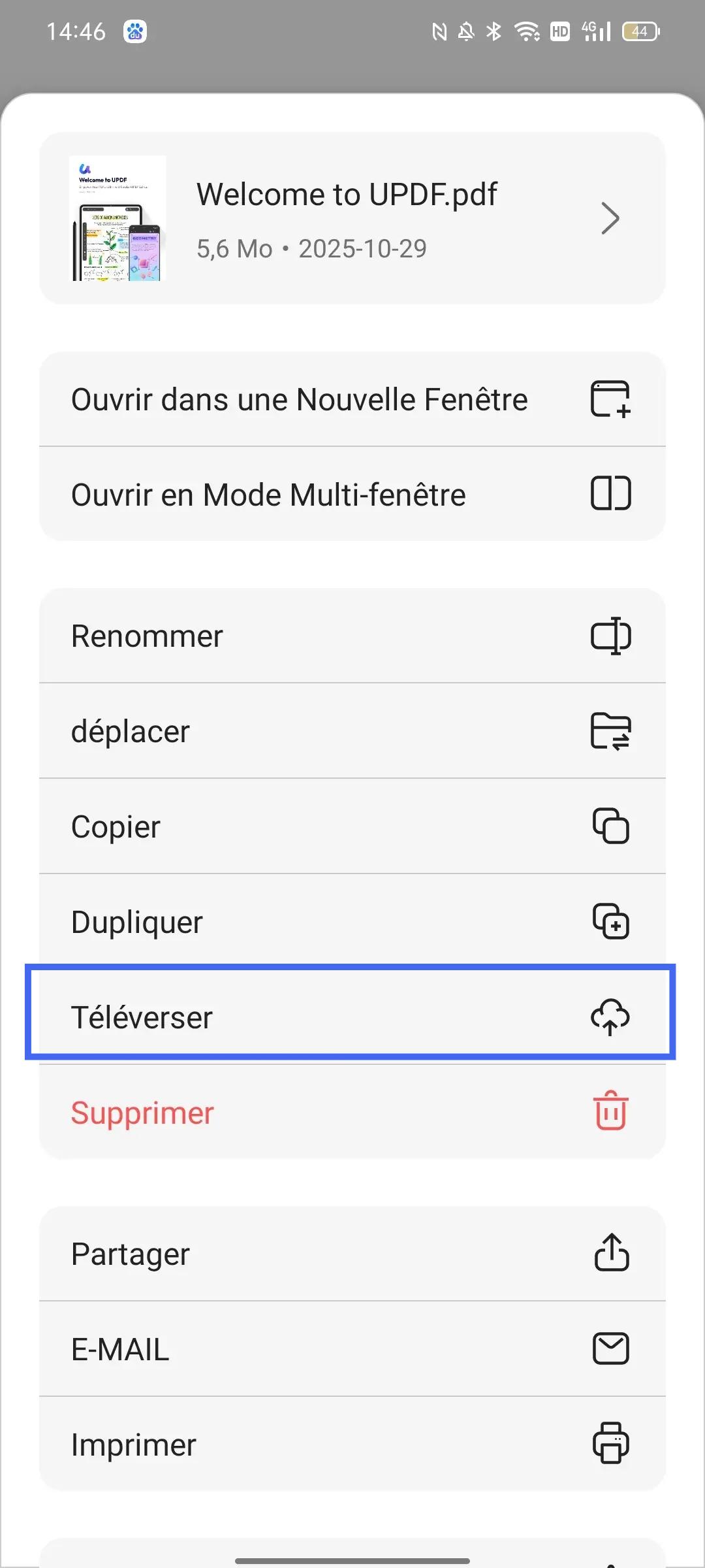 Téléverser un PDF sur le cloud UPDF