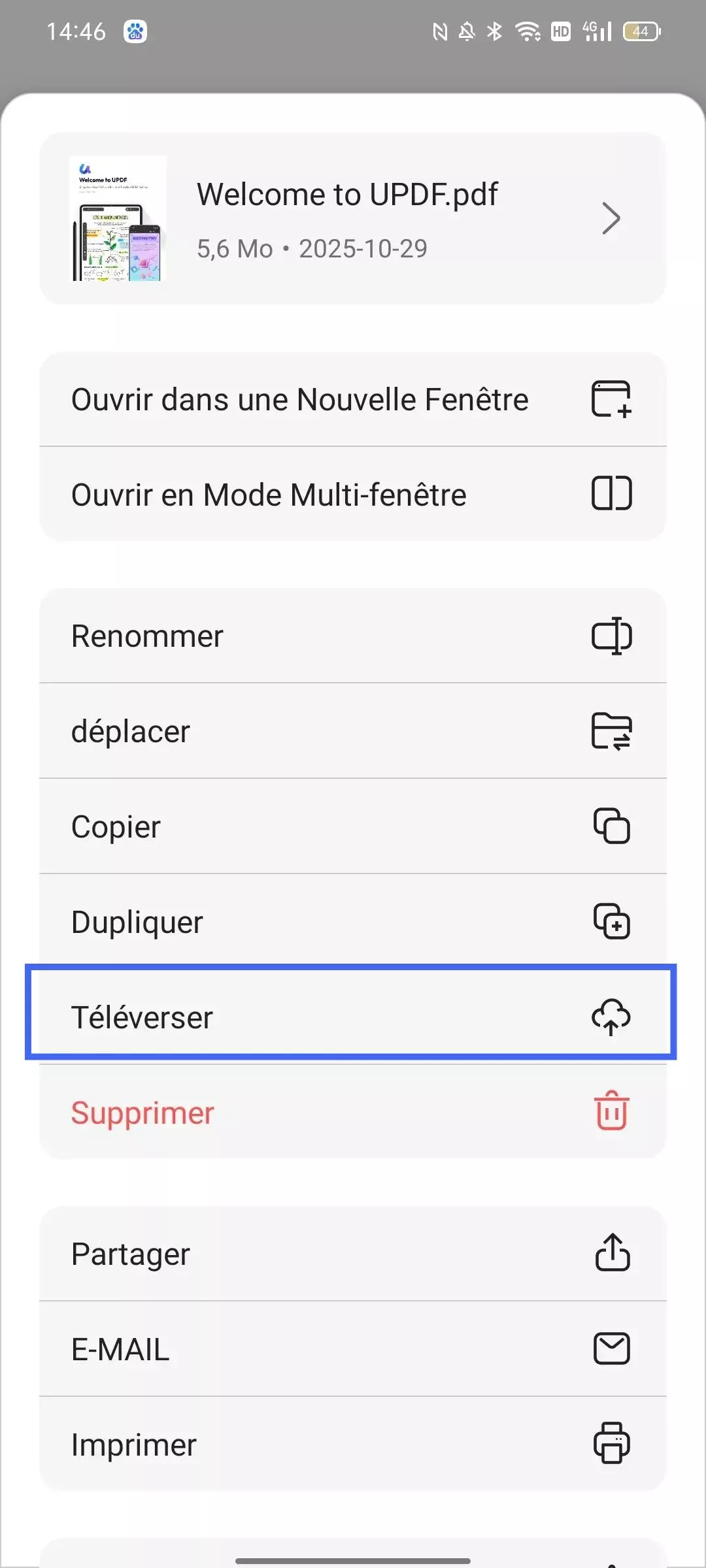Téléverser un PDF sur le cloud UPDF