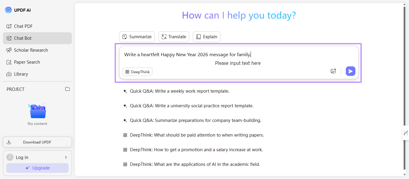 typing a prompt in the chat box