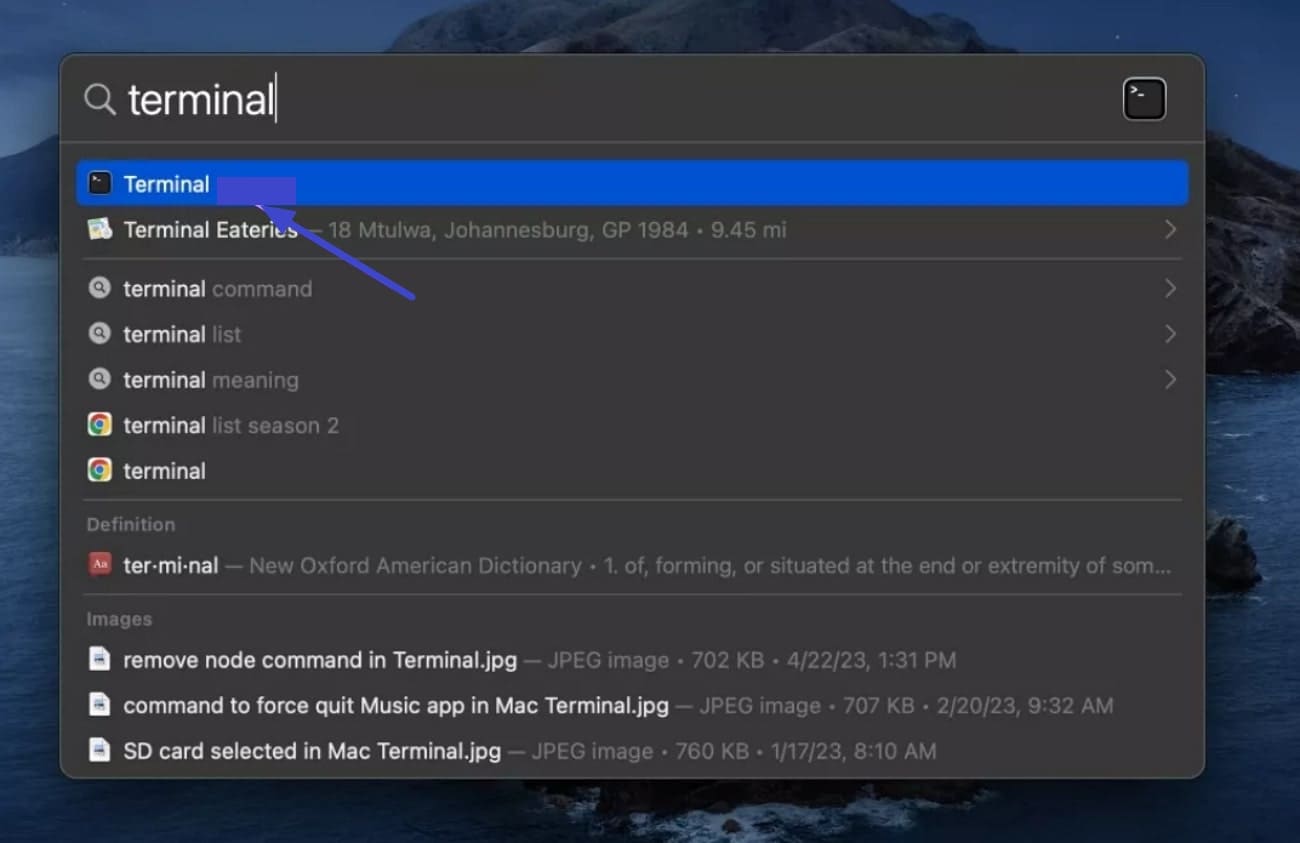 access the terminal app