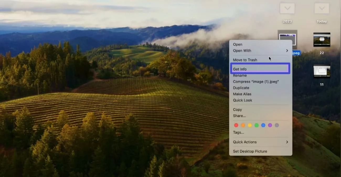  tap on get info button