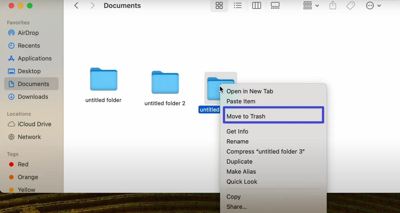 move the file to trash