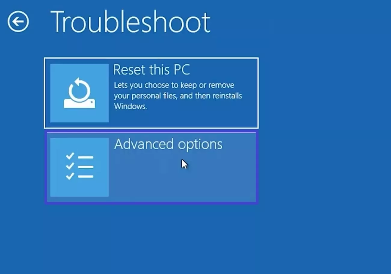 click on advanced options