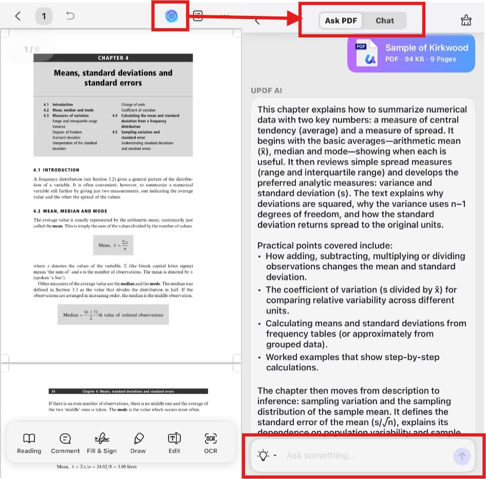 ask updf ai about standard deviation