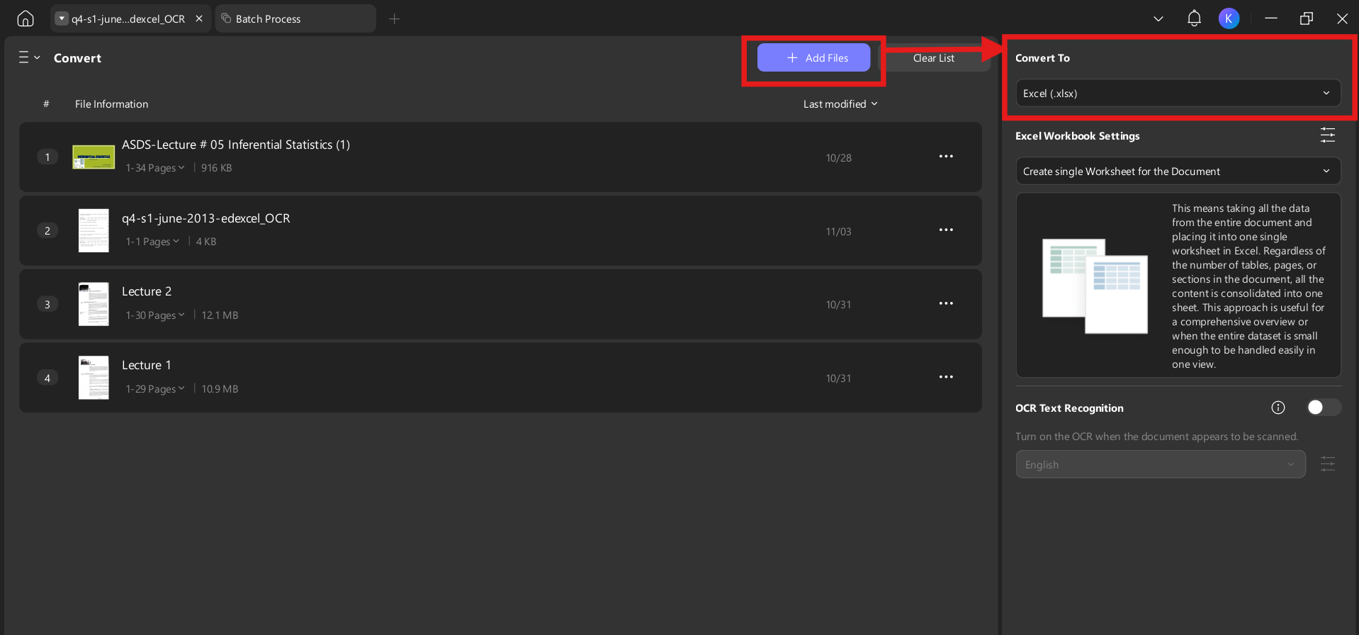 converting files to excel and other formats