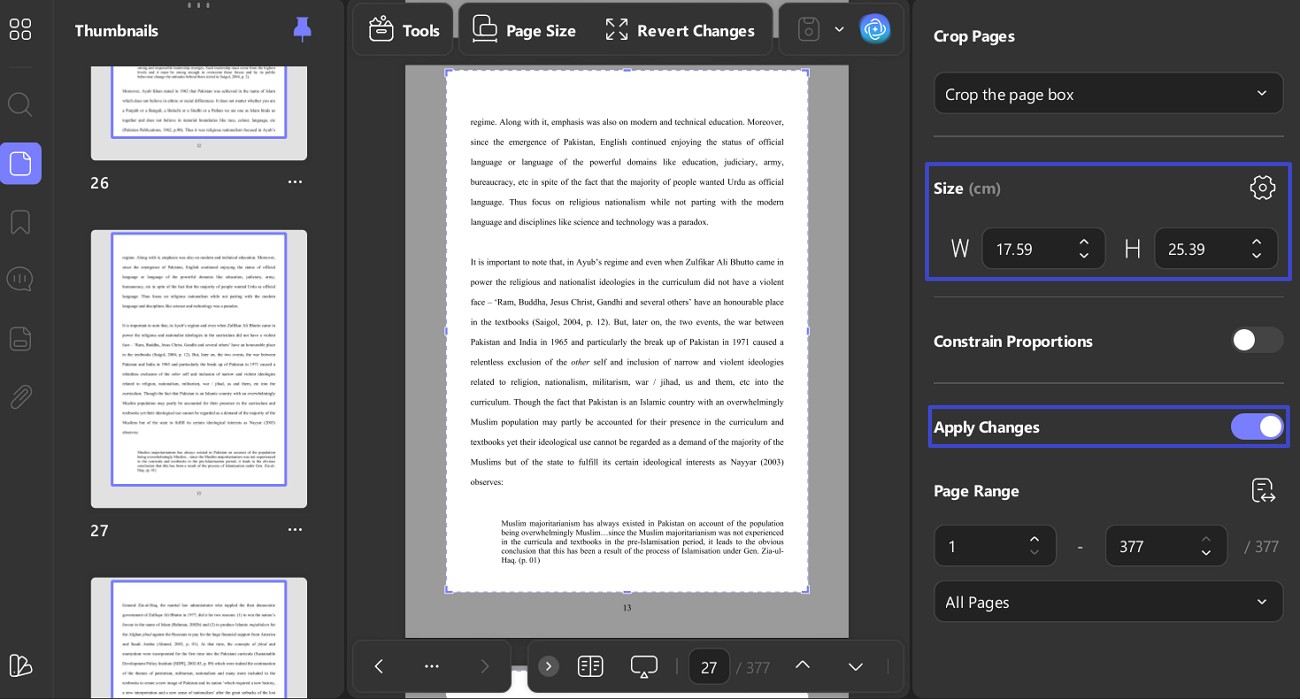 adjust and apply the changes