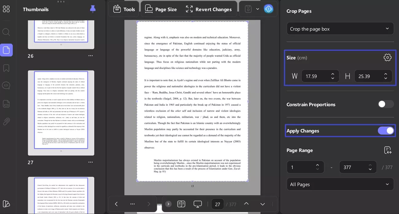 adjust and apply the changes