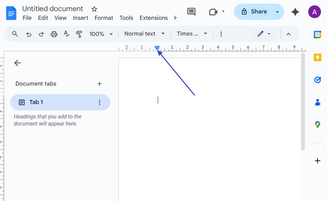 drag the blue triangle icon