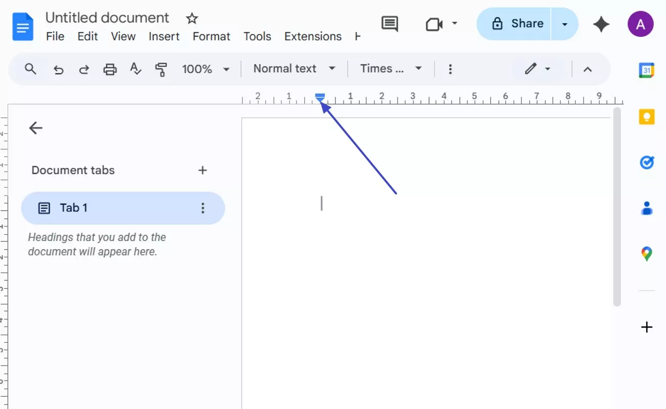 drag the blue triangle icon
