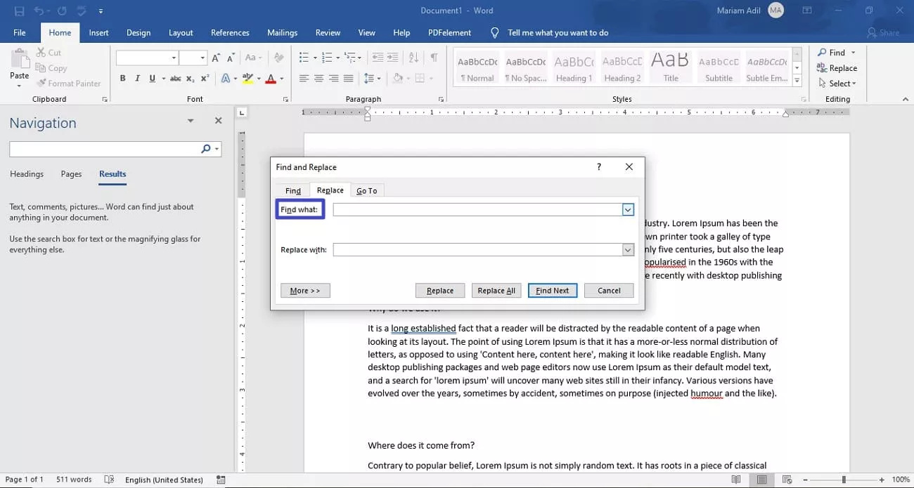 access find function