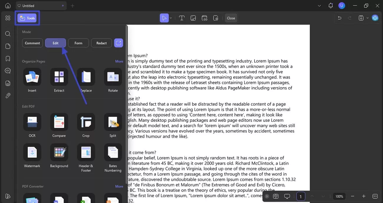 acquire the edit option