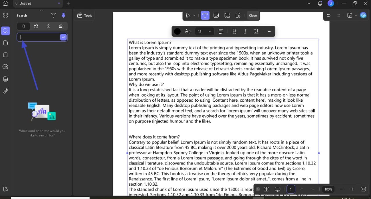 access search in updf