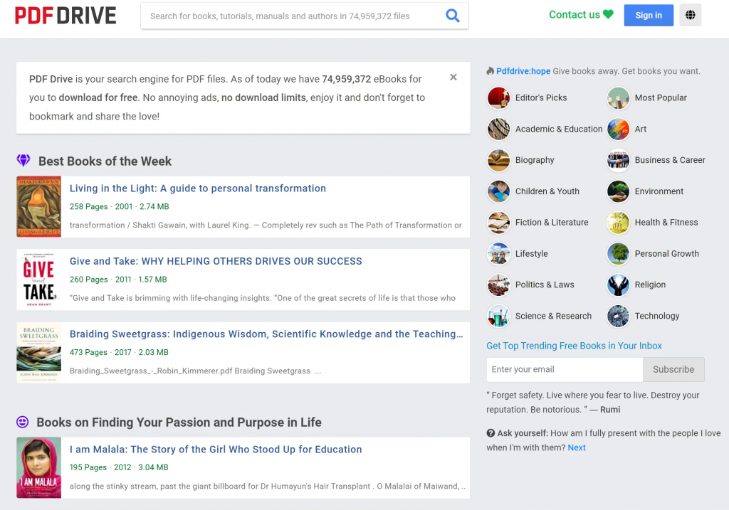 PDFDrive 免費搜尋引擎