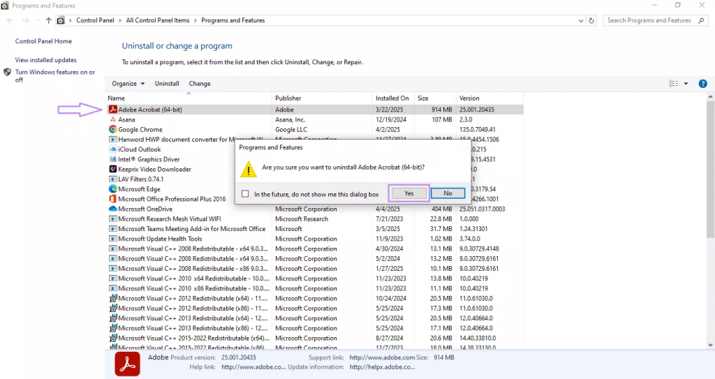 解除安裝 Adobe Acrobat