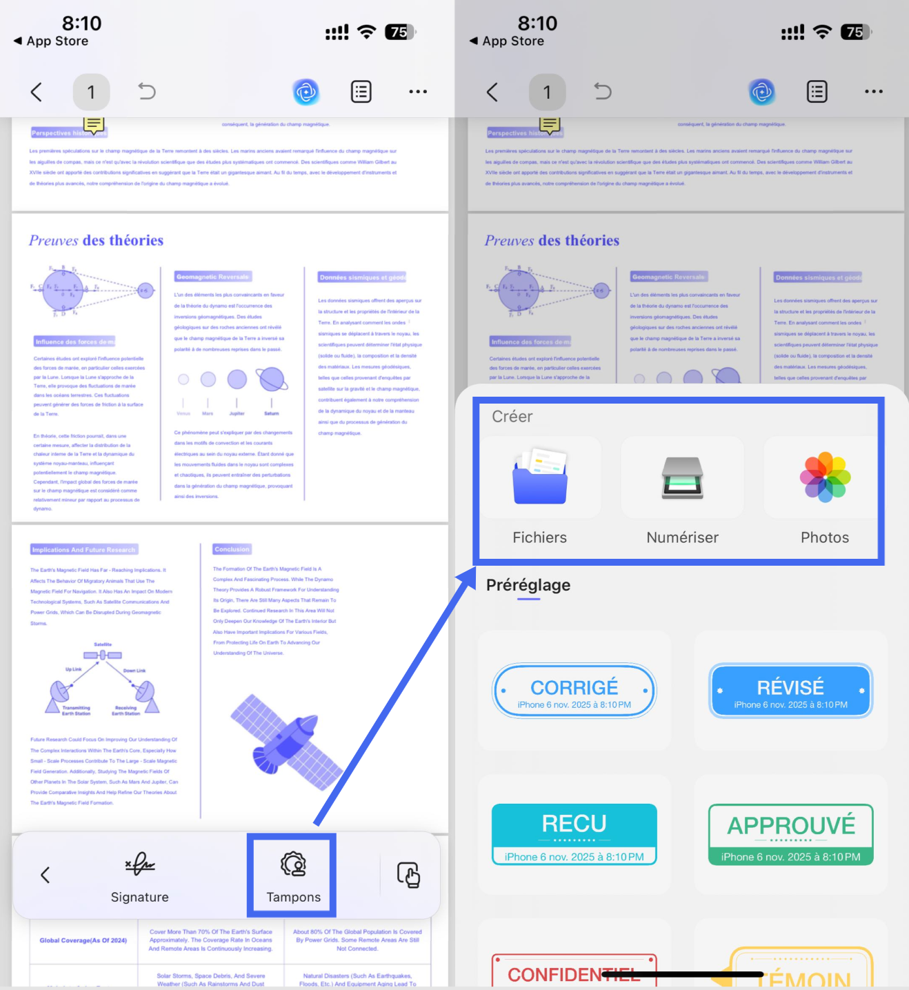 importer des tampons ios updf