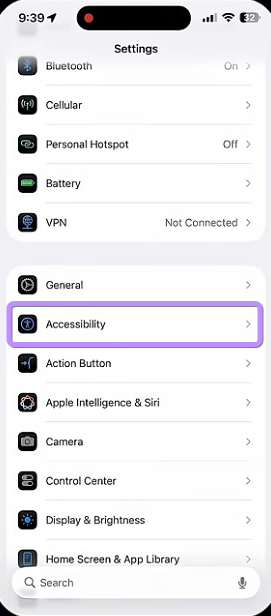 find the "Accessibility" option