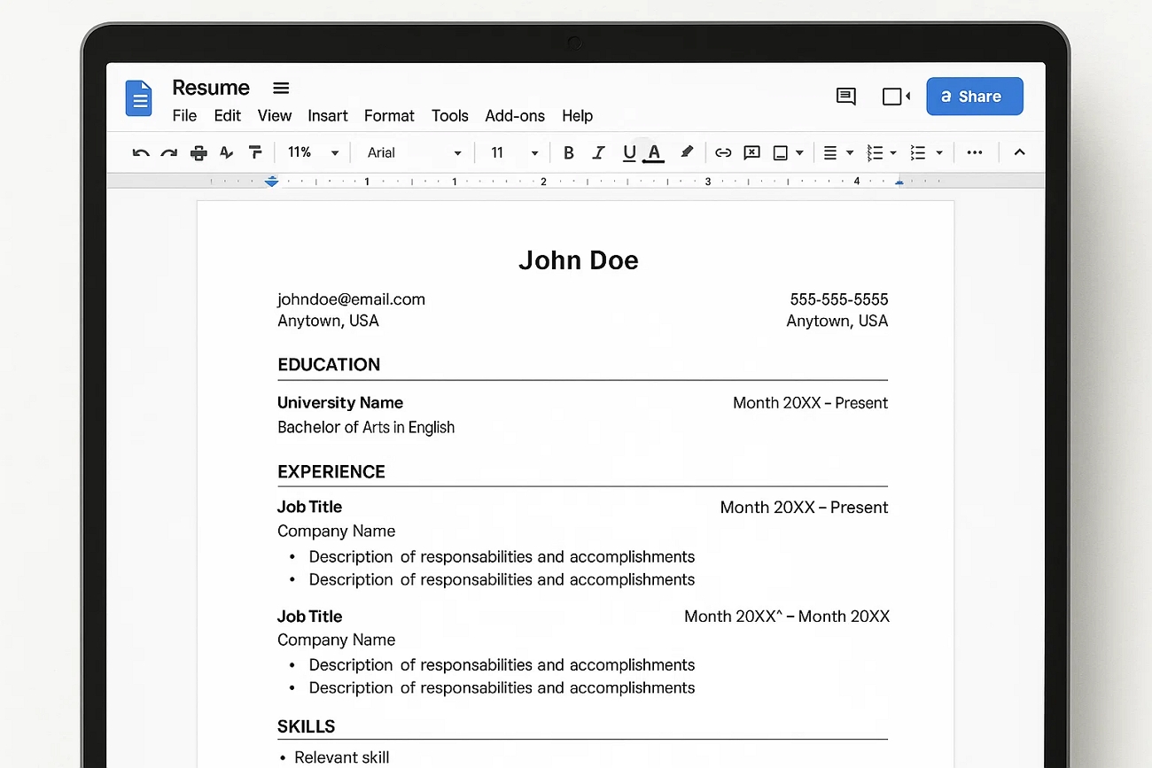  learning make resume google docs