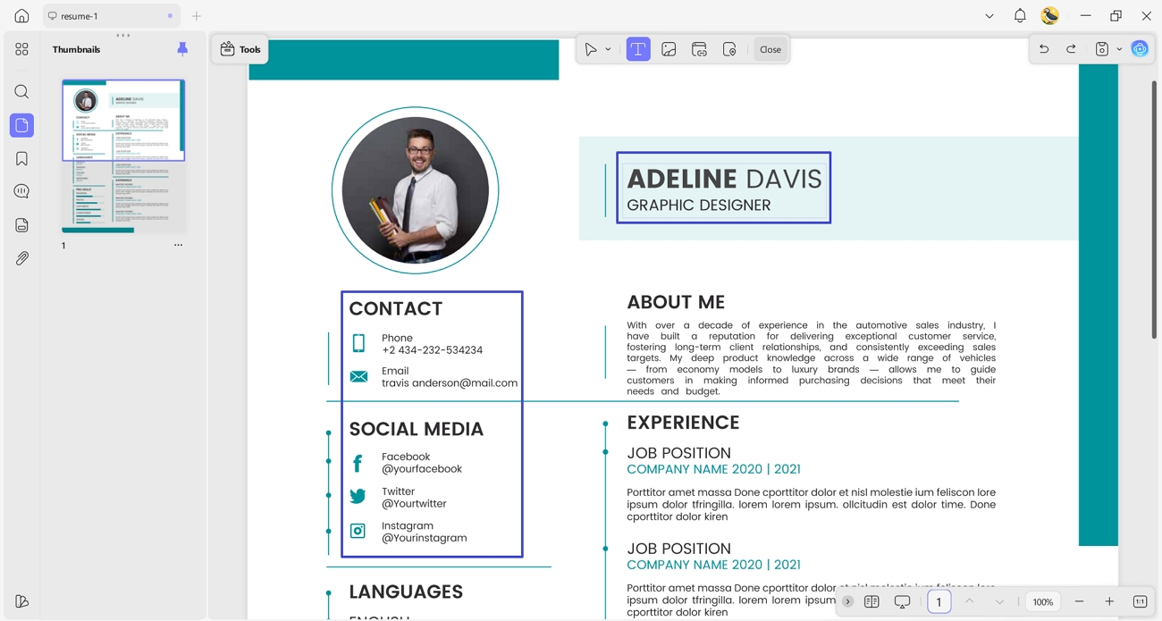 add personal information resume updf