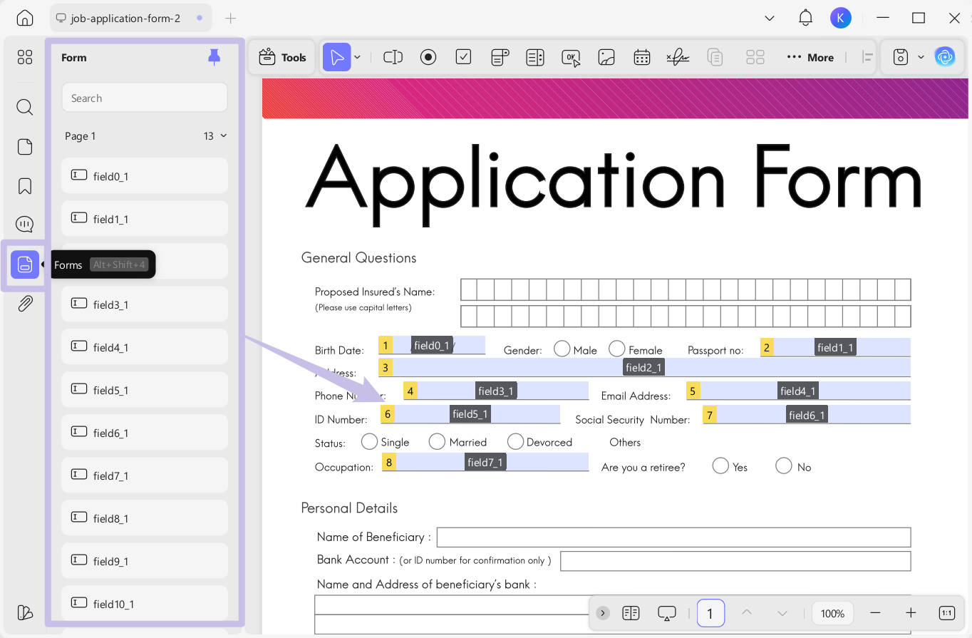 manage form fields in form lists