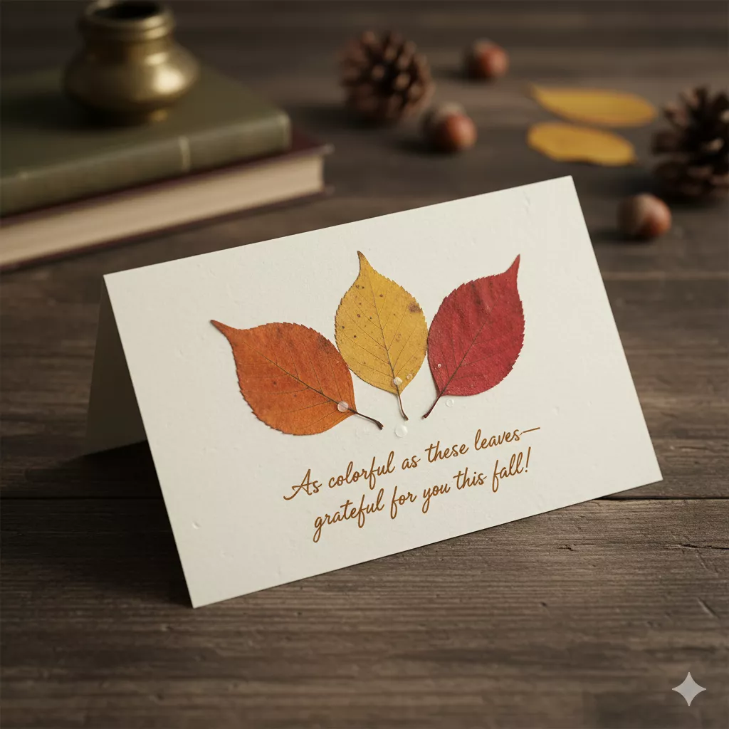 nuture inspired pressed leaf card