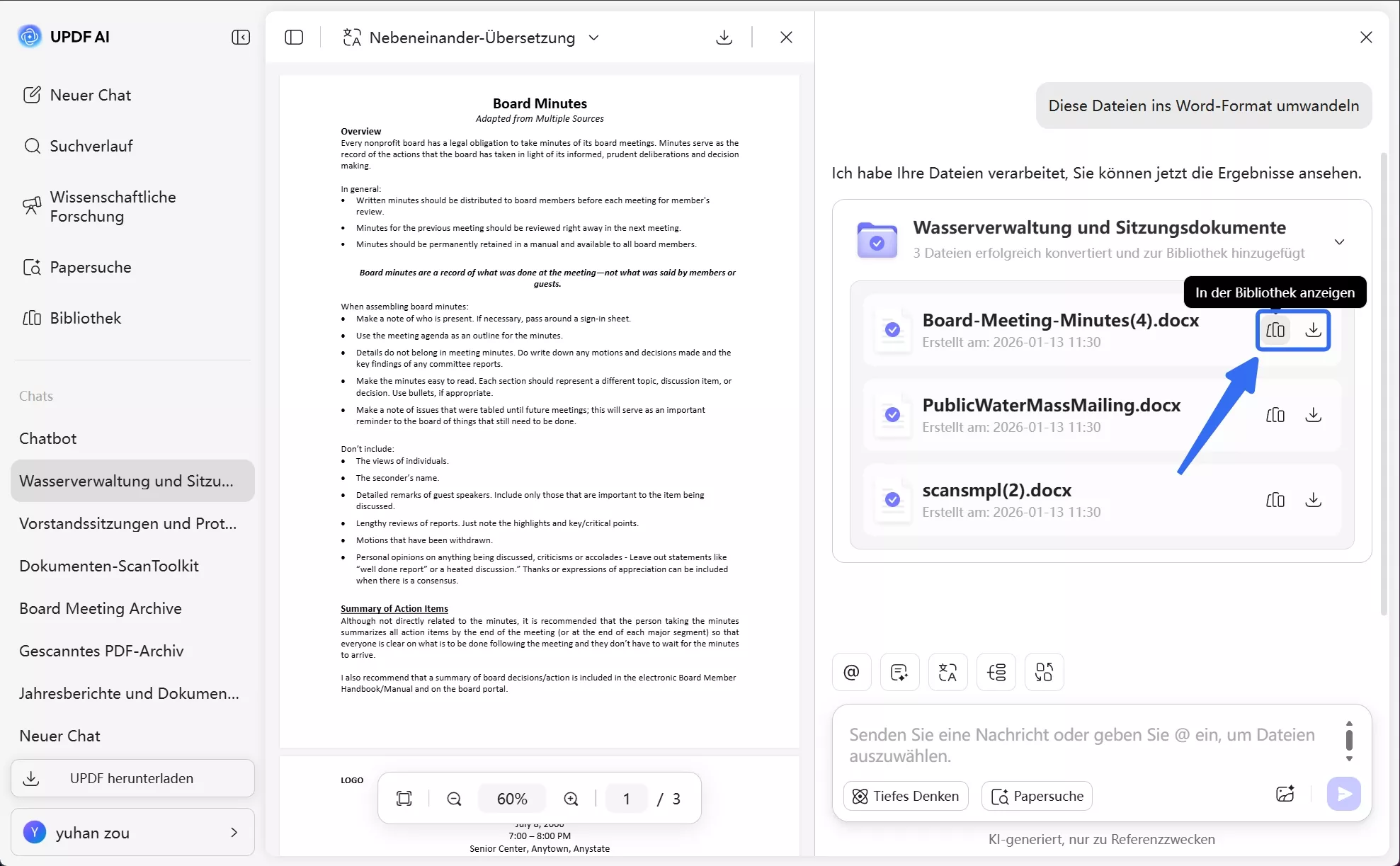 Tippen Sie auf das Download-Symbol oder wählen Sie die Option „In der Bibliothek anzeigen“