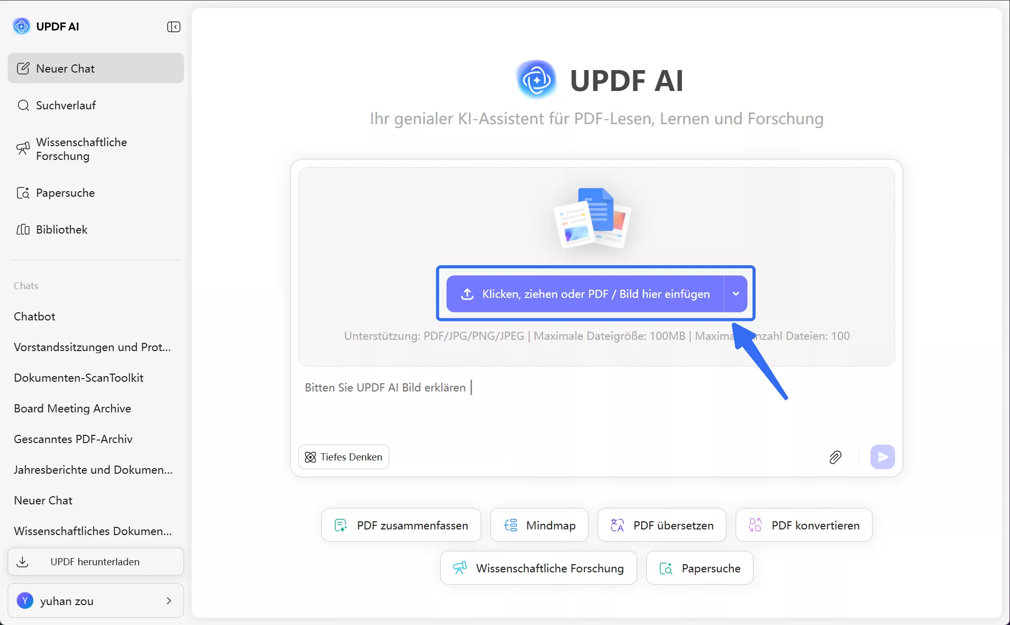 Klicken, ziehen oder PDF / Bild hier einfügen