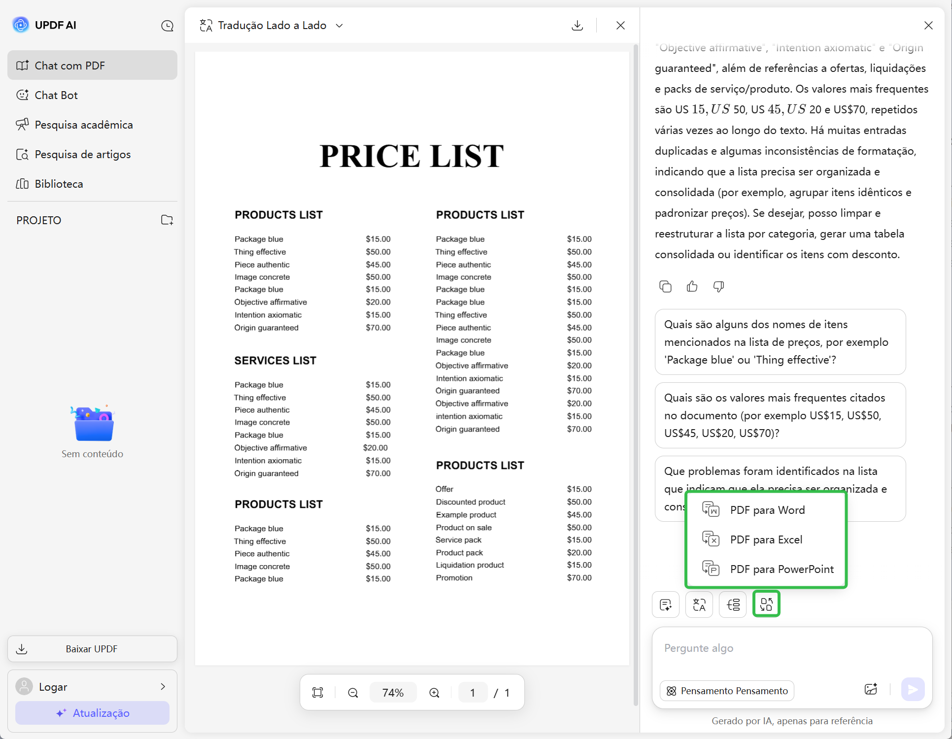 updf ai online covert single pdf
