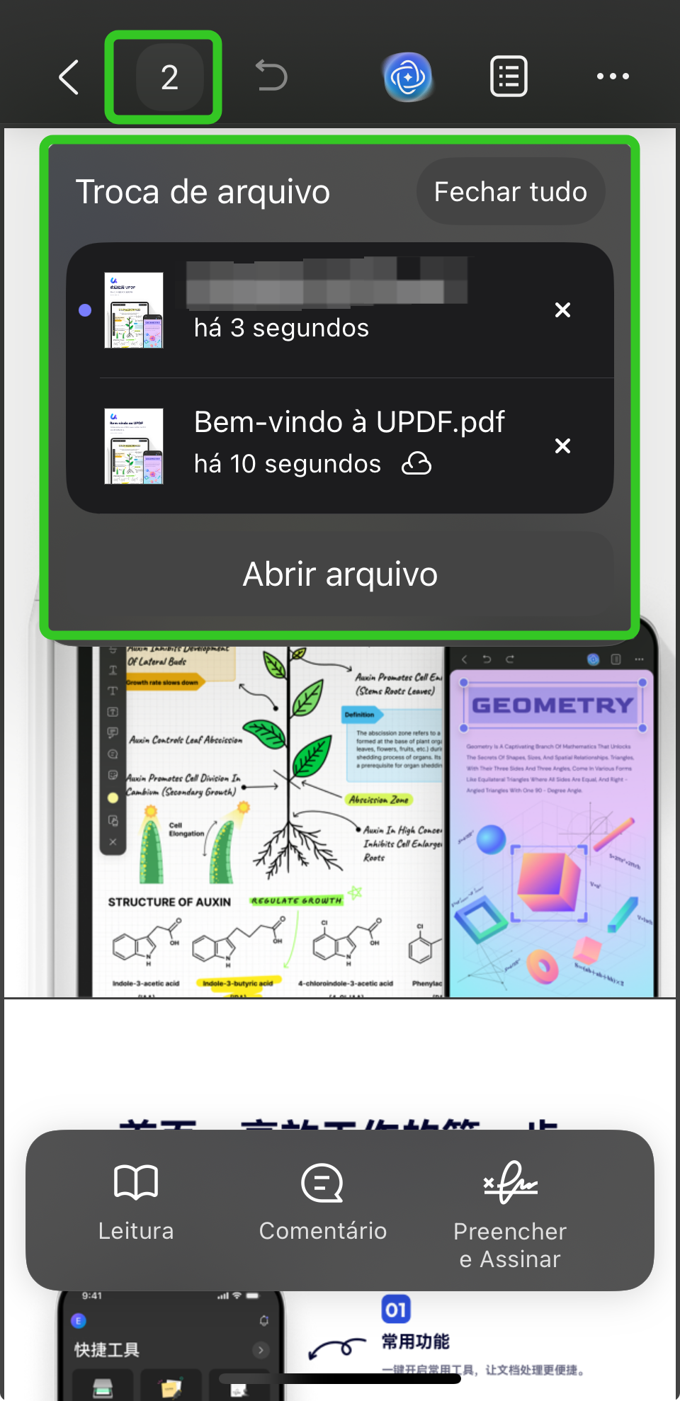 abrir vários arquivos no iOS UPDF