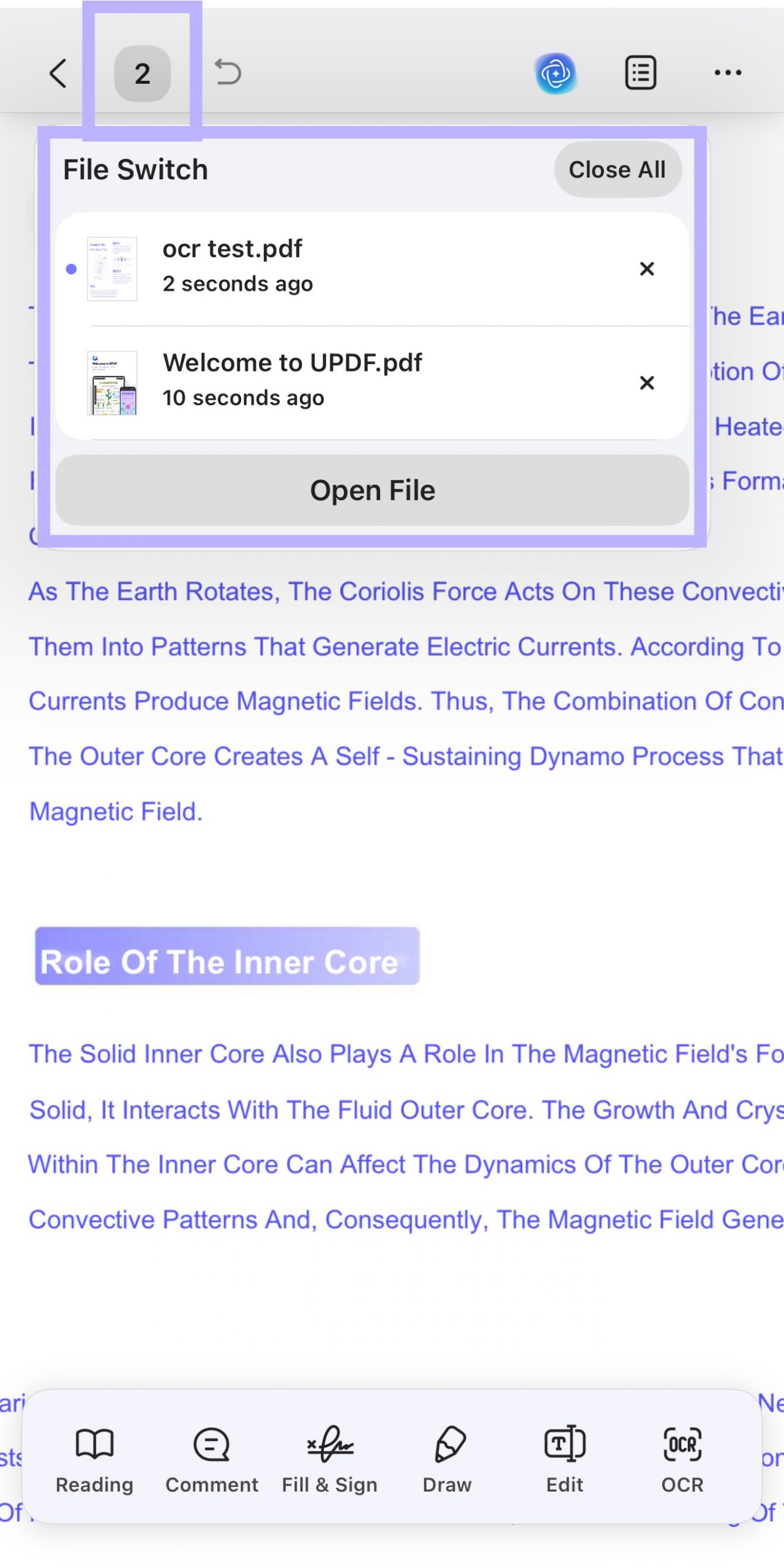 open multiple files in ios updf