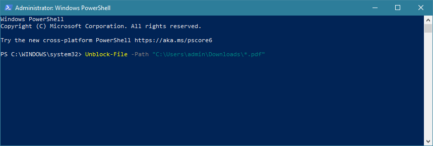 unblock pdfs in powershell
