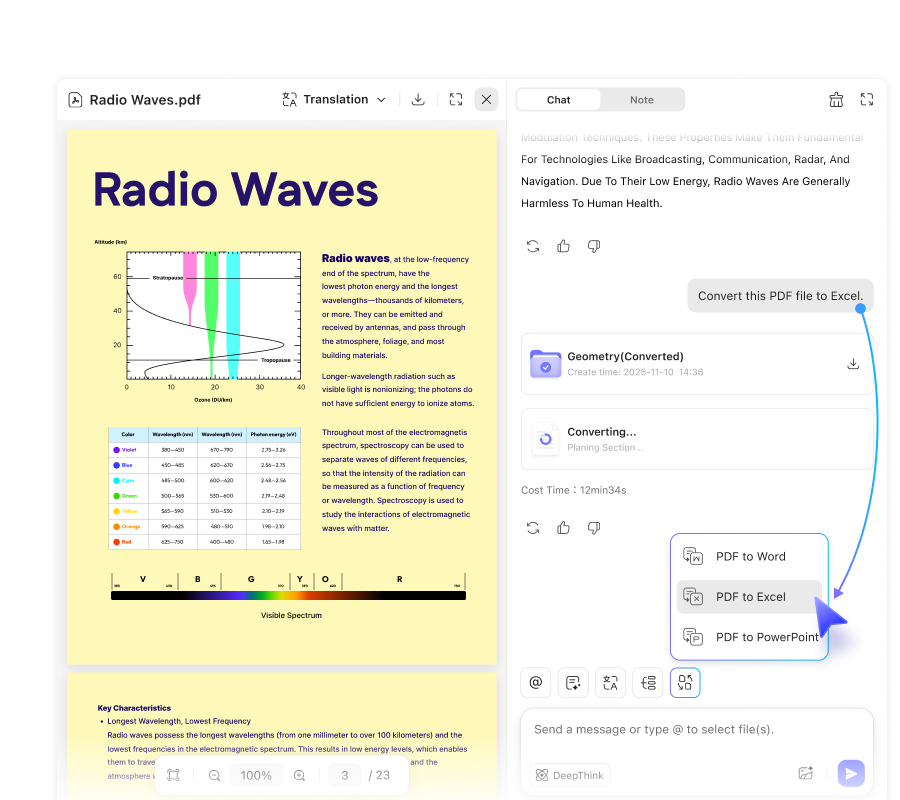 Convertir un PDF en Excel avec UPDF AI en ligne