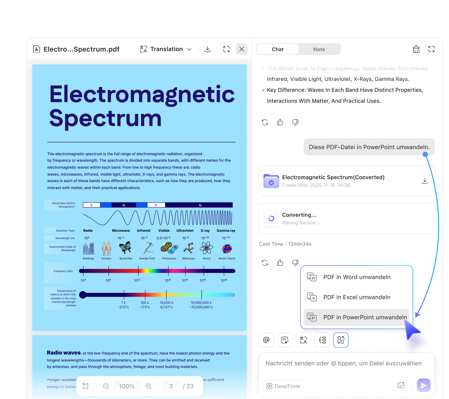 PDF mit UPDF AI online in PowerPoint umwandeln