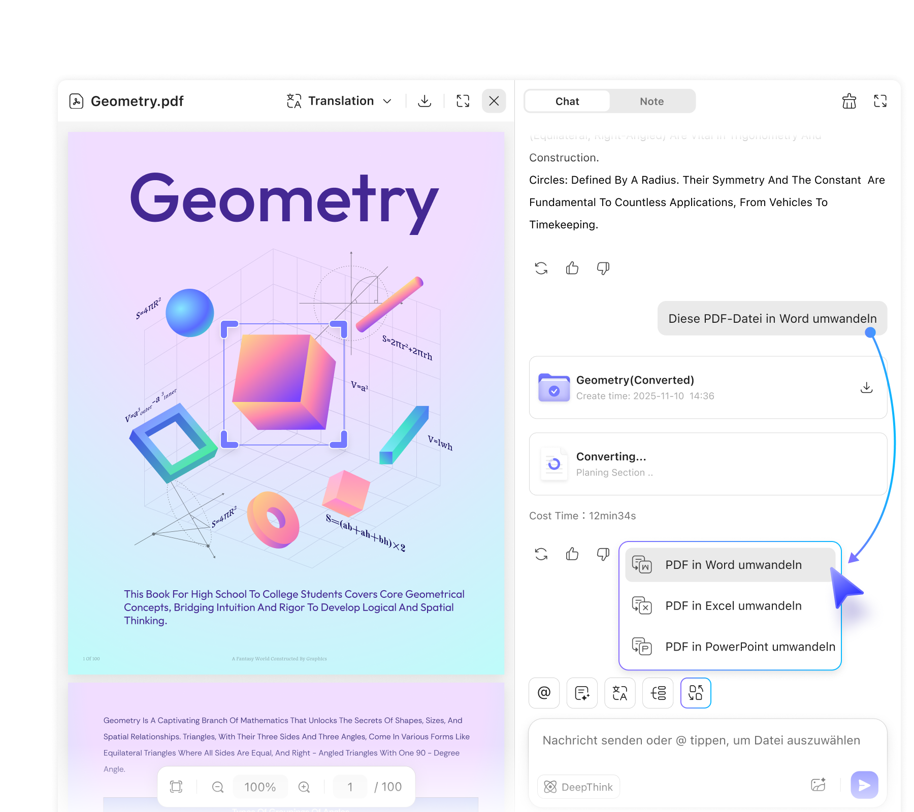 PDF mit UPDF AI online in Word umwandeln