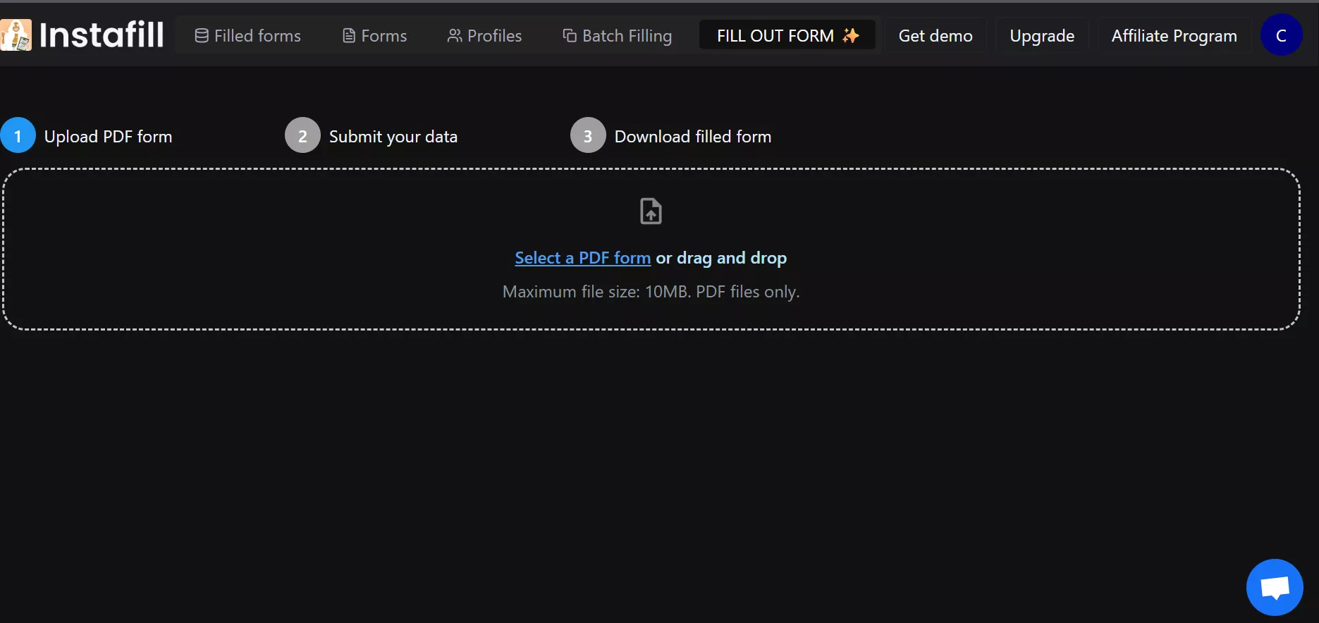 preencher formulário no instafill