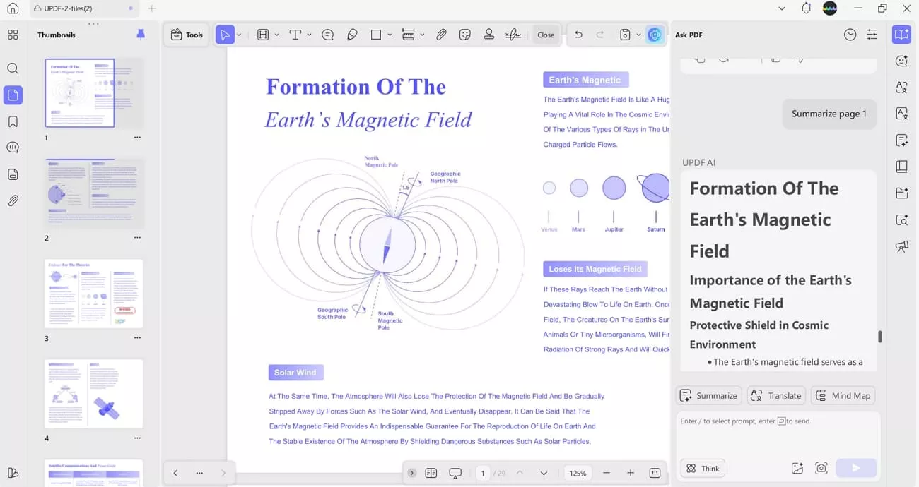 use updf ai summarize pdf