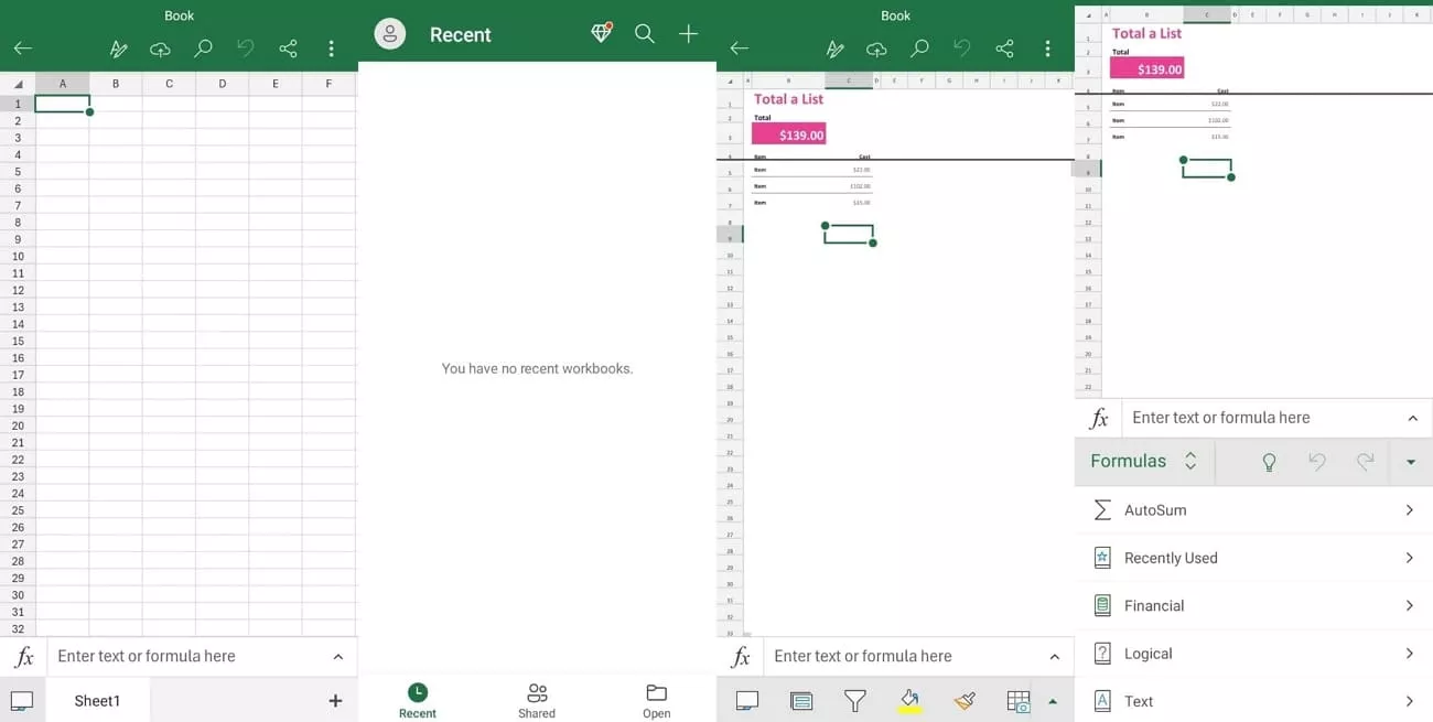 mobile app excel spreadsheet