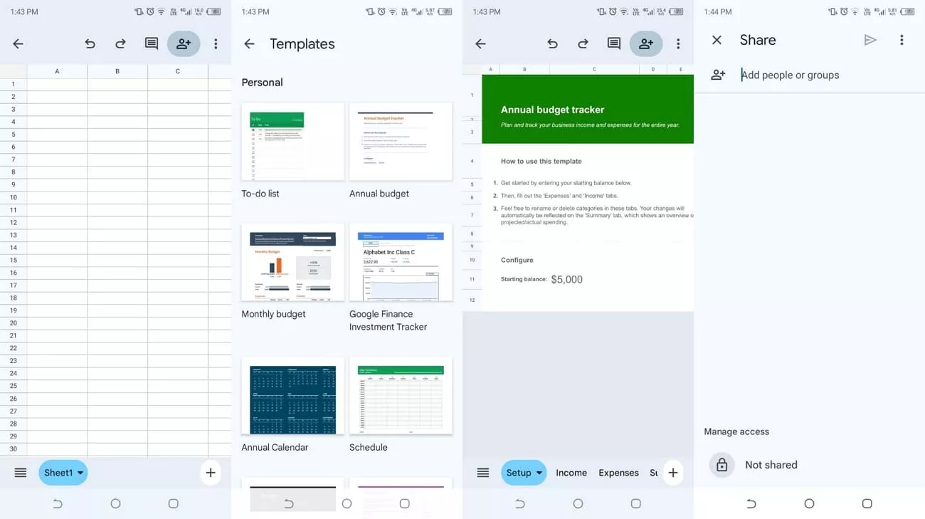 use sheets mobile app