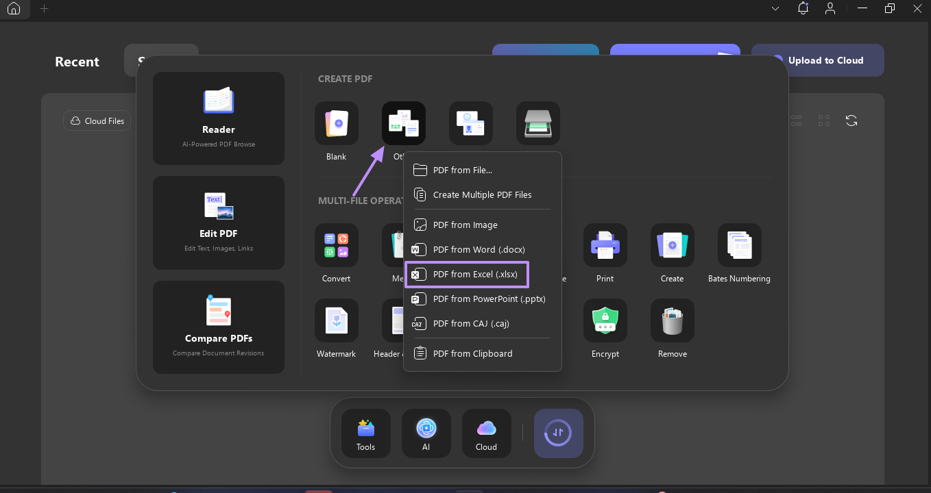 selecting the tools menu