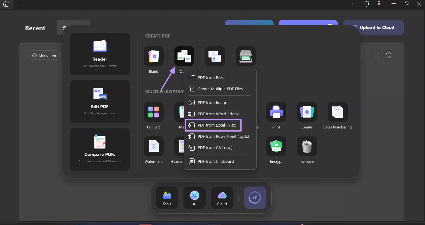 selecting the tools menu