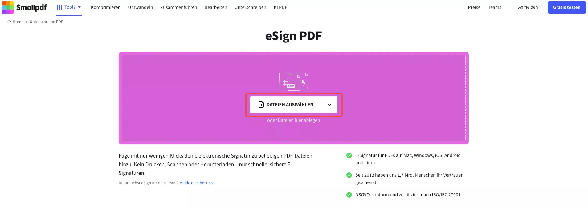 Tippen Sie auf die Schaltfläche „Datei auswählen“.