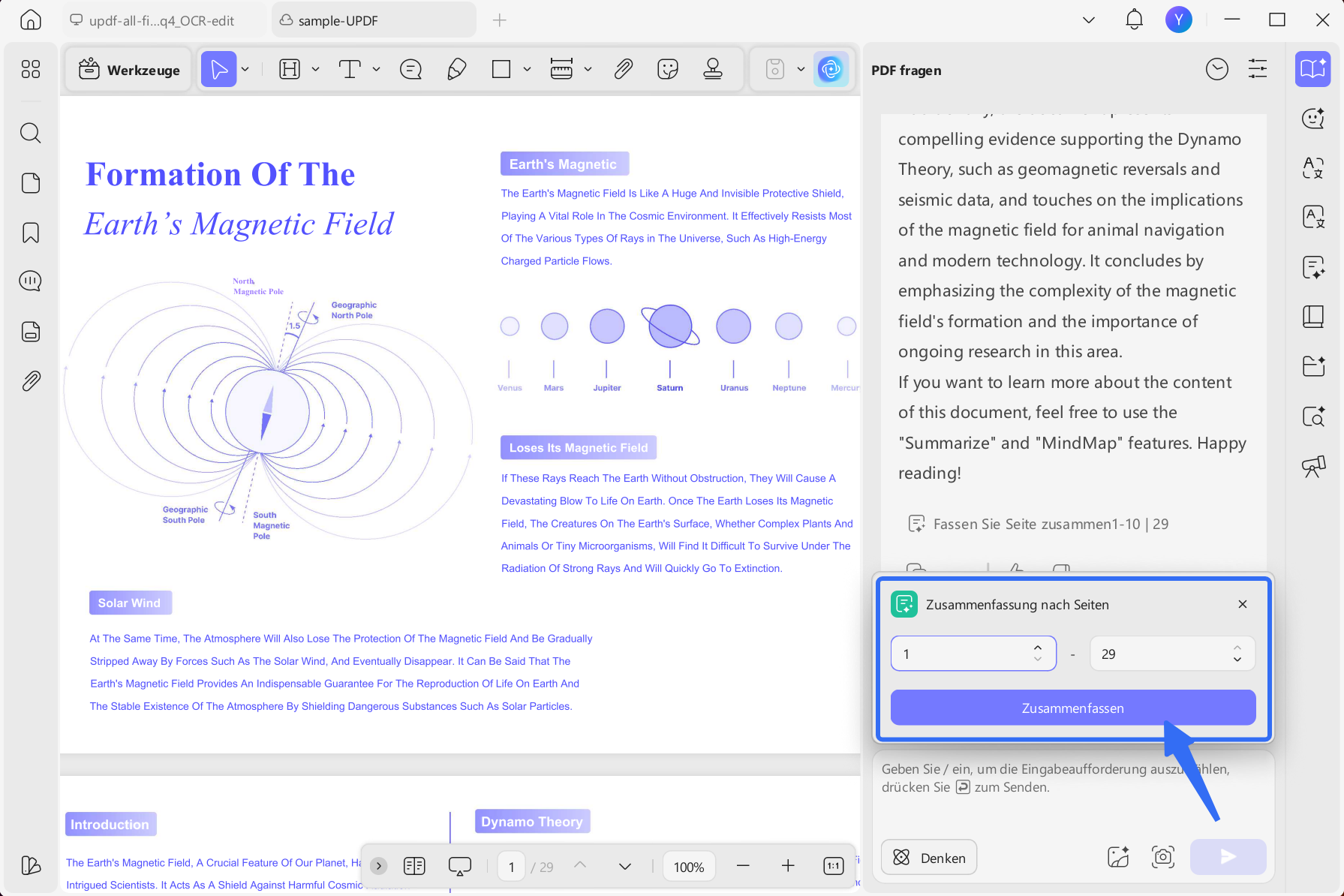  Wählen Sie einen Seitenbereich aus, um updf windows zusammenzufassen.