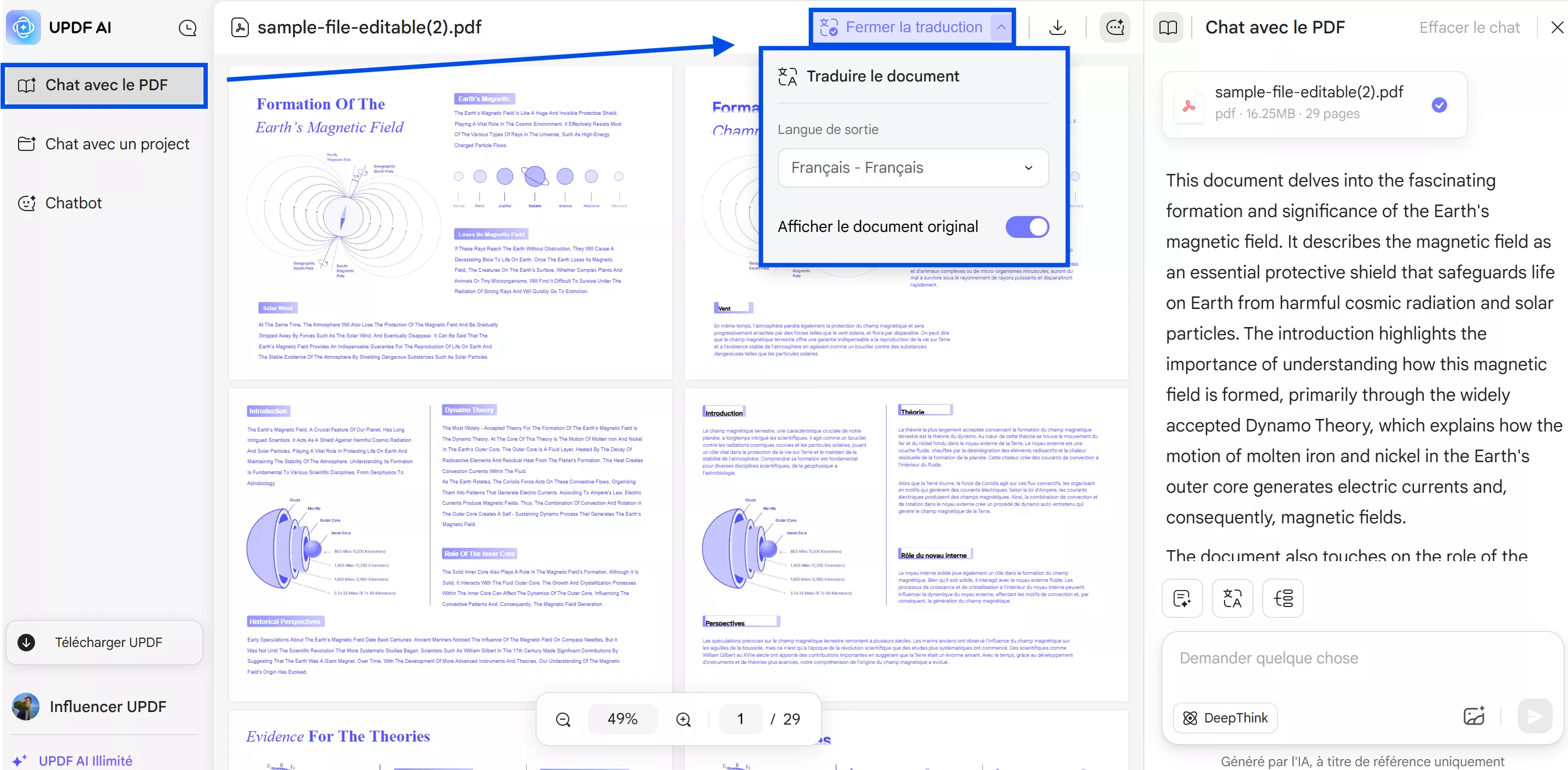 Traduire page par page avec UPDF ai Online