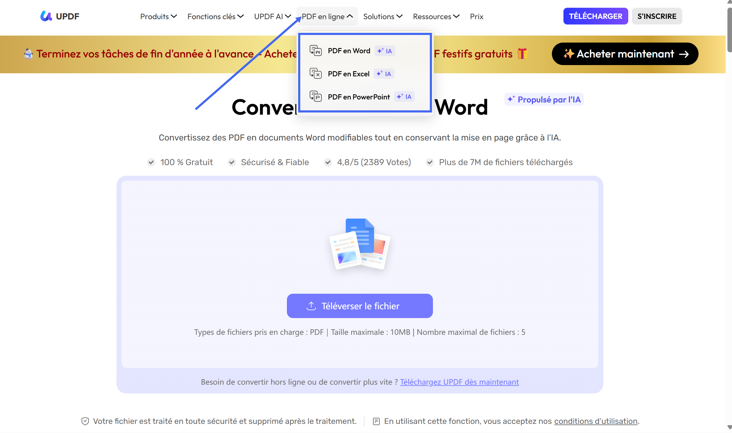 fonction de conversion PDF d'accès